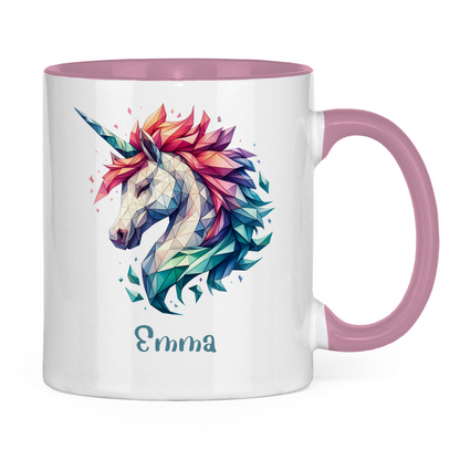 Tasse zweifarbig Einhorn personalisiert mit Wunschname Geschenk Geburtstag
