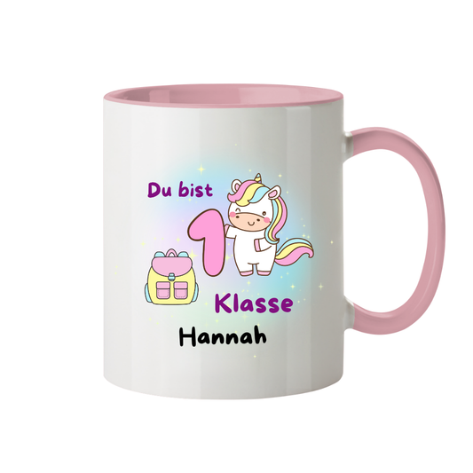 Personalisierte Tasse Schulanfang Einhorn Wunschname Einschulung Mädchen