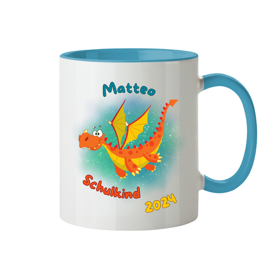 Personalisierte Tasse Schulanfang Drache Wunschname Einschulung Jungs