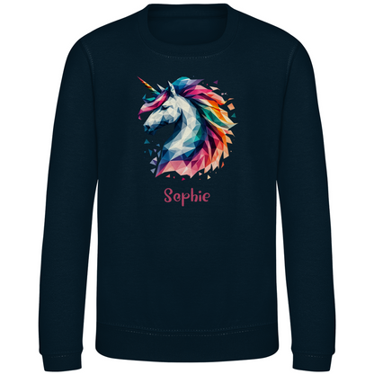 Kinder Sweatshirt Einhorn personalisiert mit Wunschname Geschenk Geburtstag