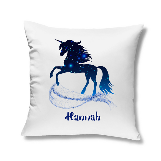 Kopfkissen  Einhorn personalisiert mit Wunschname 40x40 cm mit Füllung weiss