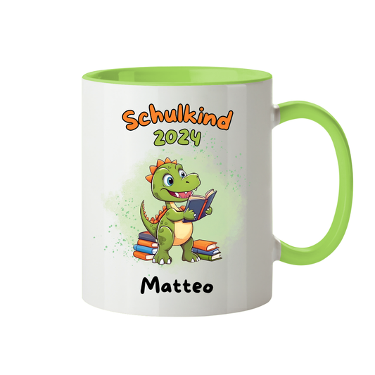 Personalisierte Tasse Schulanfang Dinosaurier Wunschname Einschulung Jungs