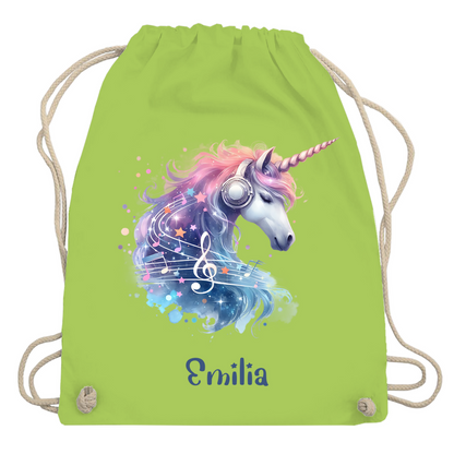 Turnbeutel Einhorn personalisiert mit Wunschname Geschenk Geburtstag