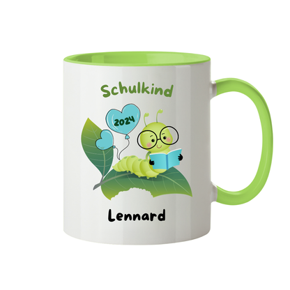 Personalisierte Tasse Schulanfang Bücherwurm Wunschname Jungs Mädchen