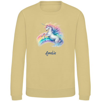 Kinder Sweatshirt Einhorn personalisiert mit Wunschname Geschenk Geburtstag