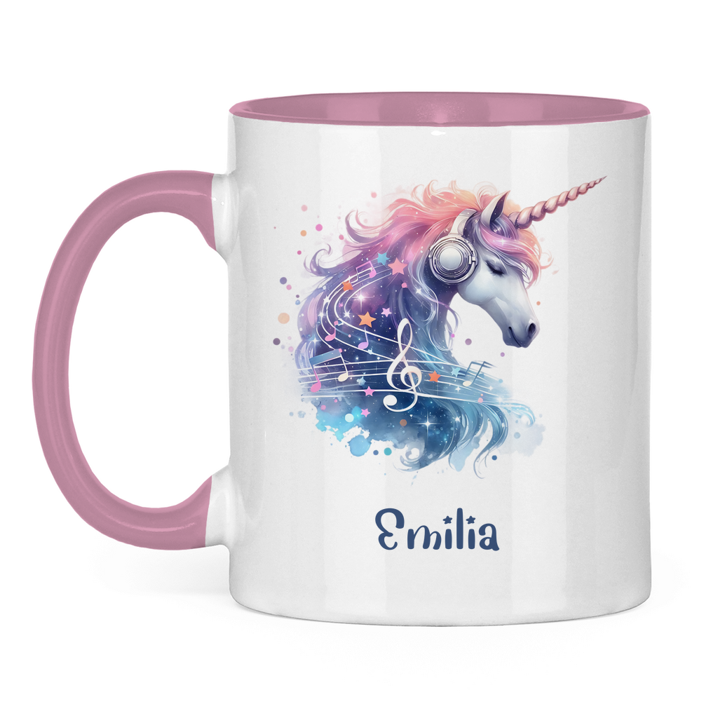 Tasse zweifarbig Einhorn personalisiert mit Wunschname Geschenk Geburtstag
