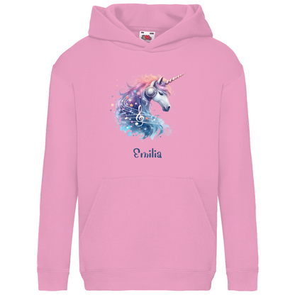 Kids Basic Bio Hoodie Einhorn personalisiert mit Wunschname Geschenk Geburtstag