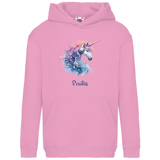 Kids Basic Bio Hoodie Einhorn personalisiert mit Wunschname Geschenk Geburtstag