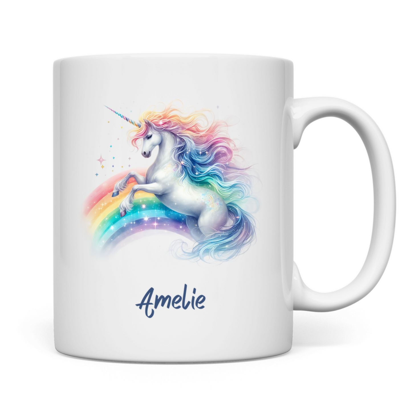 Tasse weiß Einhorn personalisiert mit Wunschname Geschenk Geburtstag