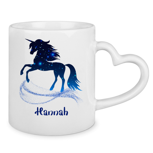 Tasse Herzgriff Einhorn personalisiert mit Wunschname Geschenk Geburtstag