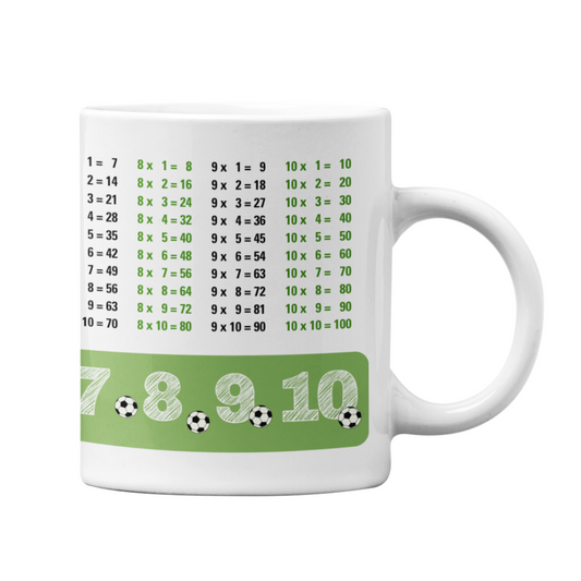 Lerntasse Mathe 1x1 Fußball Zahlen Tasse Lernhilfe Schulkind Junge Mädchen