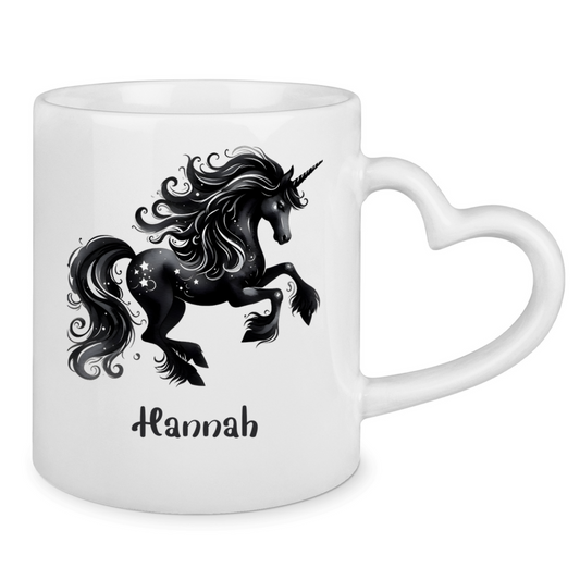 Tasse Herzgriff Einhorn personalisiert mit Wunschname Geschenk Geburtstag