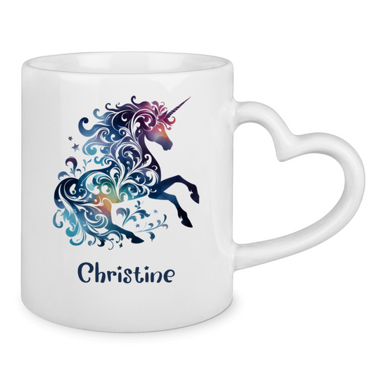 Tasse Herzgriff Einhorn personalisiert mit Wunschname Geschenk Geburtstag