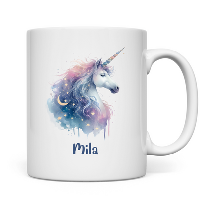 Tasse weiß Einhorn personalisiert mit Wunschname Geschenk Geburtstag