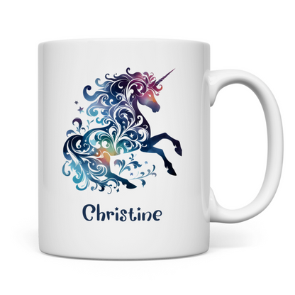 Tasse weiß Einhorn personalisiert mit Wunschname Geschenk Geburtstag