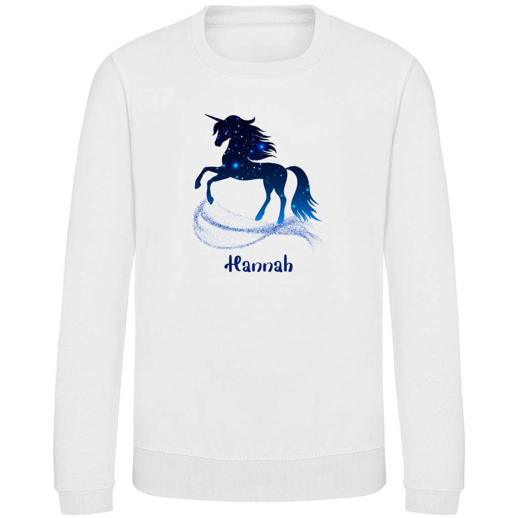 Kinder Sweatshirt Einhorn personalisiert mit Wunschname Geschenk Geburtstag