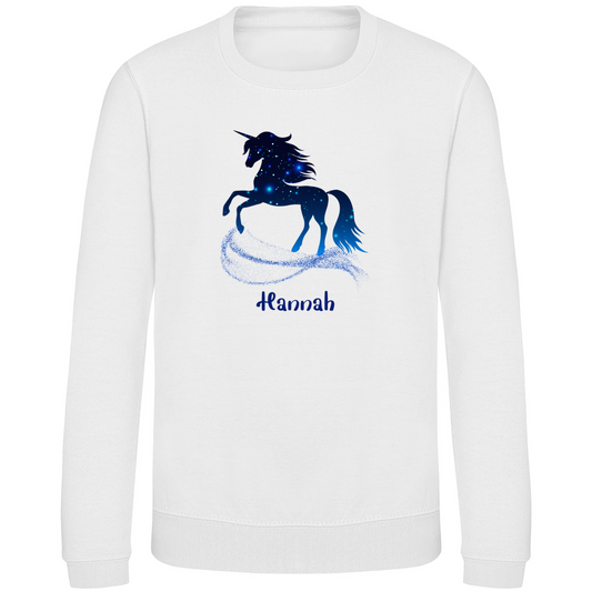 Kinder Sweatshirt Einhorn personalisiert mit Wunschname Geschenk Geburtstag