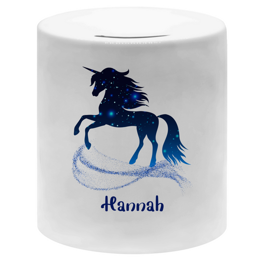 Spardose für Kinder Einhorn personalisiert mit Wunschname Geschenk Geburtstag