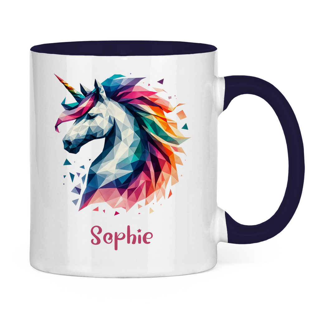 Tasse zweifarbig Einhorn personalisiert mit Wunschname Geschenk Geburtstag