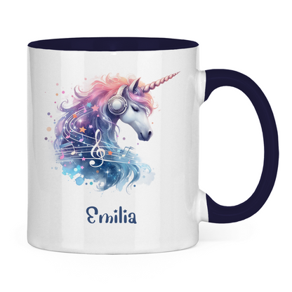 Tasse zweifarbig Einhorn personalisiert mit Wunschname Geschenk Geburtstag