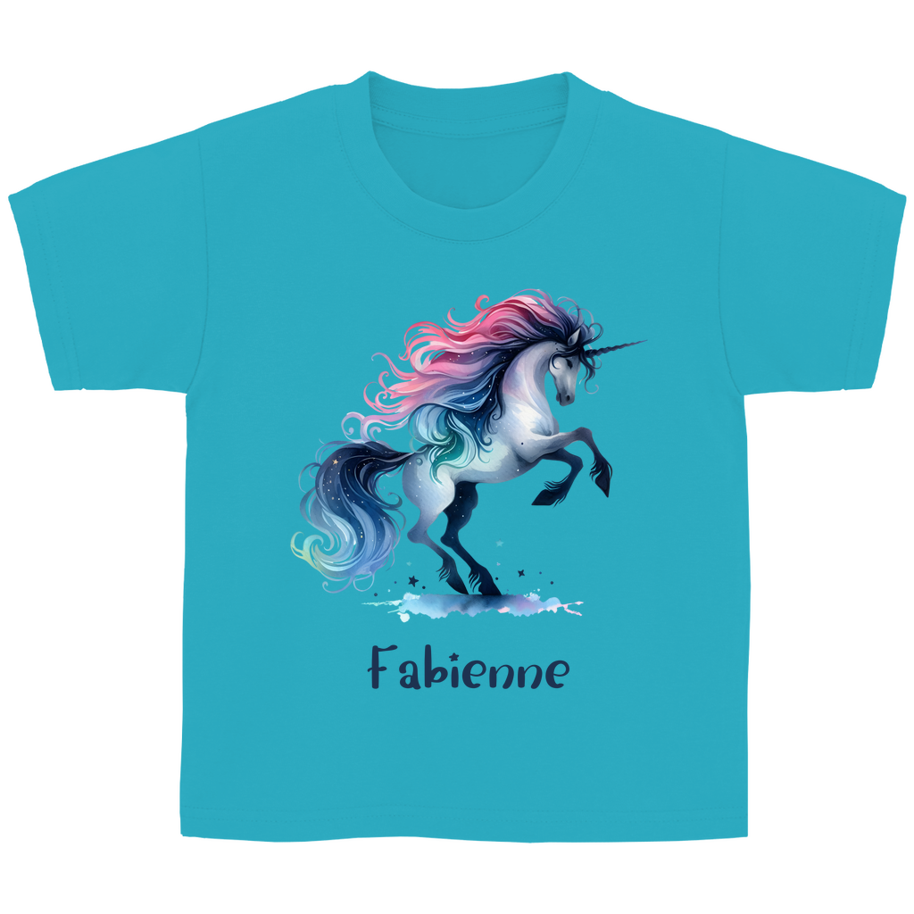 Kinder Basic T-Shirt Einhorn personalisiert mit Wunschname Geschenk Geburtstag