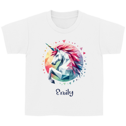 Kinder Basic T-Shirt Einhorn personalisiert mit Wunschname Geschenk Geburtstag