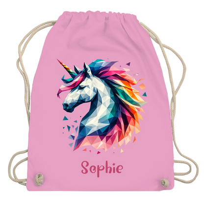 Turnbeutel Einhorn personalisiert mit Wunschname Geschenk Geburtstag