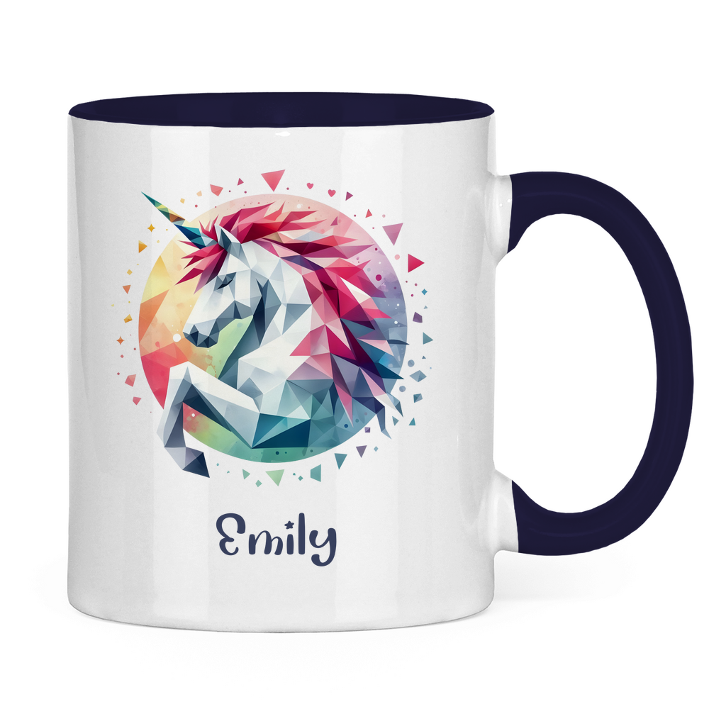 Tasse zweifarbig Einhorn personalisiert mit Wunschname Geschenk Geburtstag