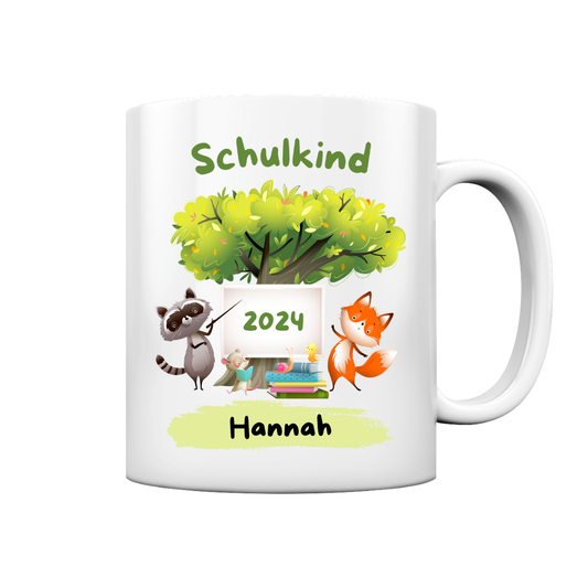 Personalisierte Tasse Schulanfang Tiere Wunschname Jungs Mädchen