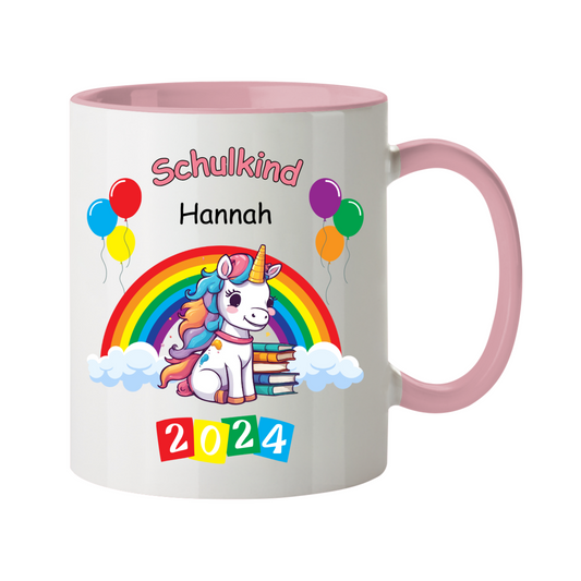 Personalisierte Tasse Schulanfang Einhorn Wunschname Einschulung Mädchen