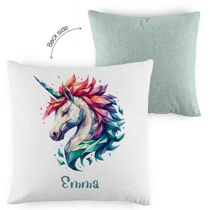 Kopfkissen Einhorn personalisiert mit Wunschname 40x40 cm mit Füllung zweifarbig