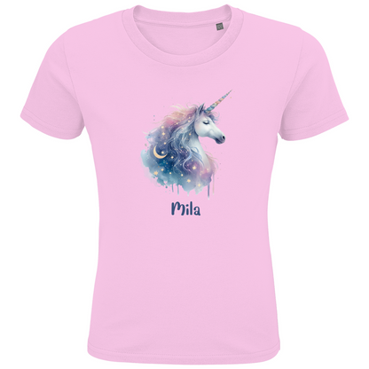 Kids Premium Bio T-Shirt Einhorn personalisiert mit Wunschname Geschenk Geburtstag