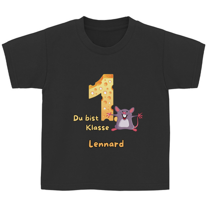 T-Shirt Schulanfang  personalisiert Maus Mädchen Junge Geschenk Einschulung