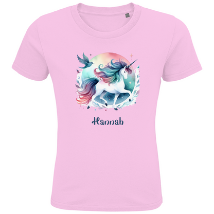 Kids Premium Bio T-Shirt Einhorn personalisiert mit Wunschname Geschenk Geburtstag