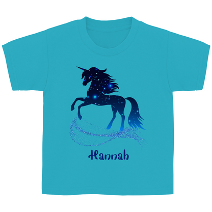 Kinder Basic T-Shirt Einhorn personalisiert mit Wunschname Geschenk Geburtstag