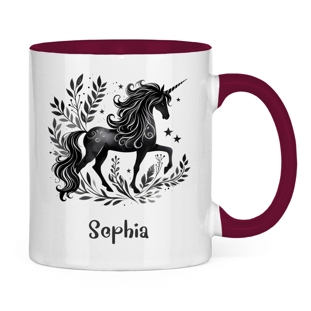 Tasse zweifarbig Einhorn personalisiert mit Wunschname Geschenk Geburtstag