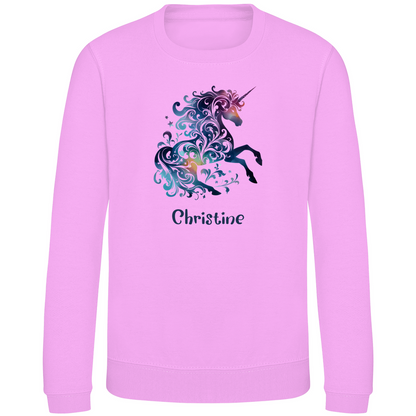 Kinder Sweatshirt Einhorn personalisiert mit Wunschname Geschenk Geburtstag
