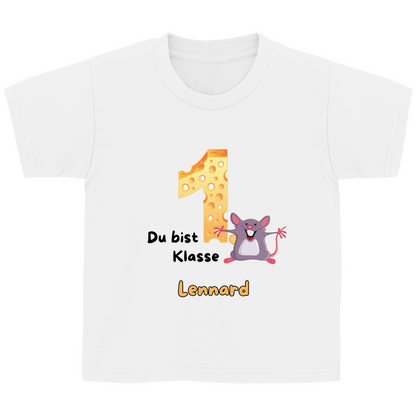 T-Shirt Schulanfang  personalisiert Maus Mädchen Junge Geschenk Einschulung