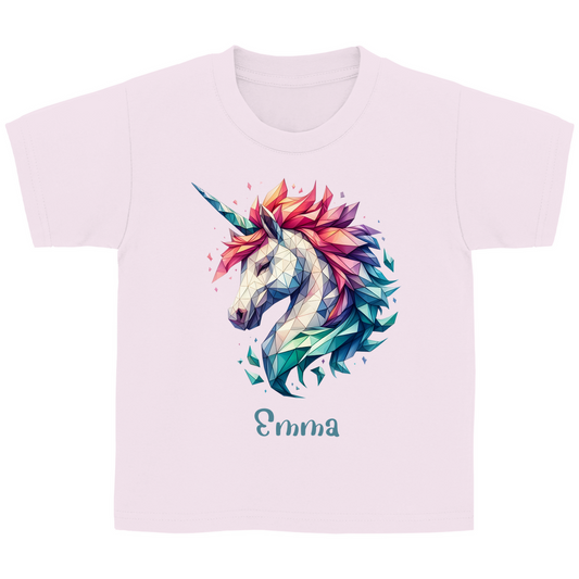 Kinder Basic T-Shirt Einhorn personalisiert mit Wunschname Geschenk Geburtstag