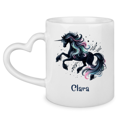 Tasse Herzgriff Einhorn personalisiert mit Wunschname Geschenk Geburtstag