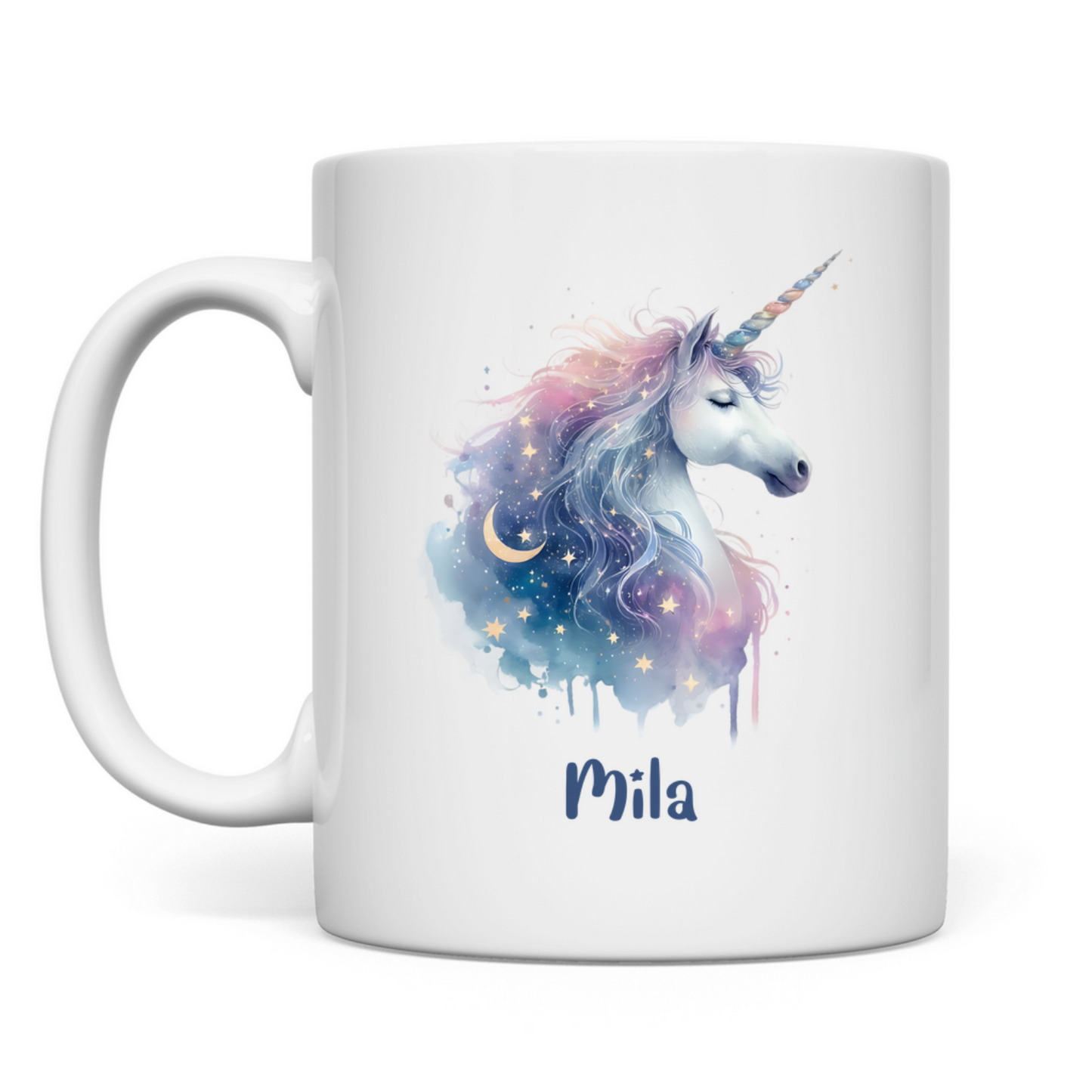 Tasse weiß Einhorn personalisiert mit Wunschname Geschenk Geburtstag