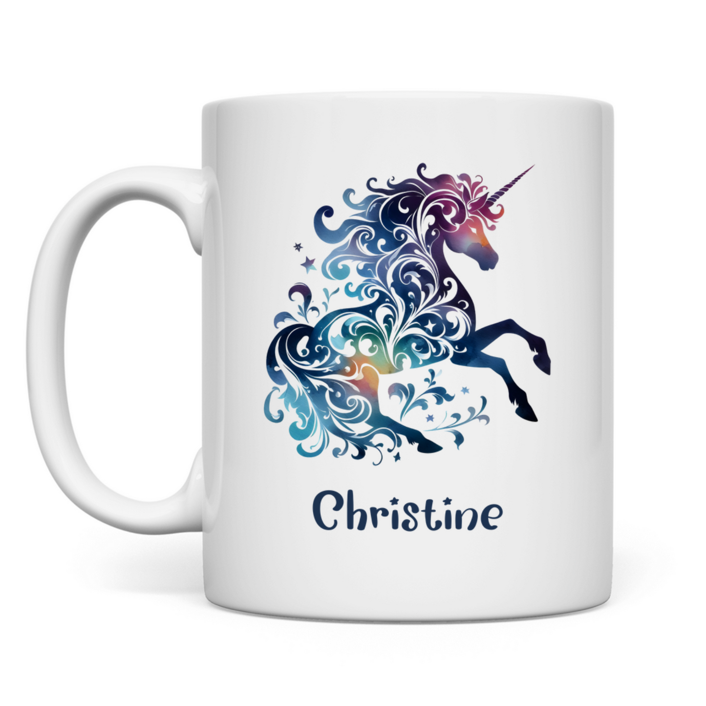 Tasse weiß Einhorn personalisiert mit Wunschname Geschenk Geburtstag