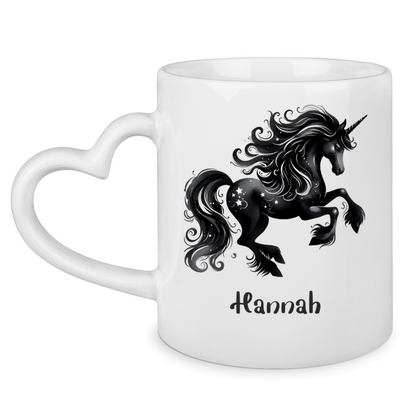Tasse Herzgriff Einhorn personalisiert mit Wunschname Geschenk Geburtstag