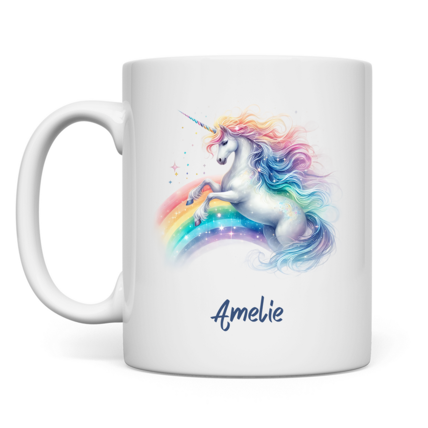 Tasse weiß Einhorn personalisiert mit Wunschname Geschenk Geburtstag