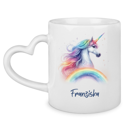 Tasse Herzgriff Einhorn personalisiert mit Wunschname Geschenk Geburtstag