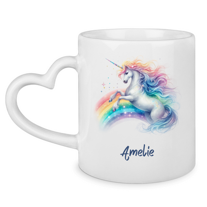Tasse Herzgriff Einhorn personalisiert mit Wunschname Geschenk Geburtstag
