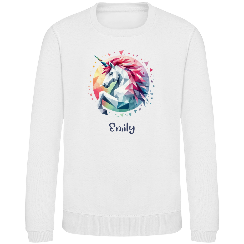 Kinder Sweatshirt Einhorn personalisiert mit Wunschname Geschenk Geburtstag
