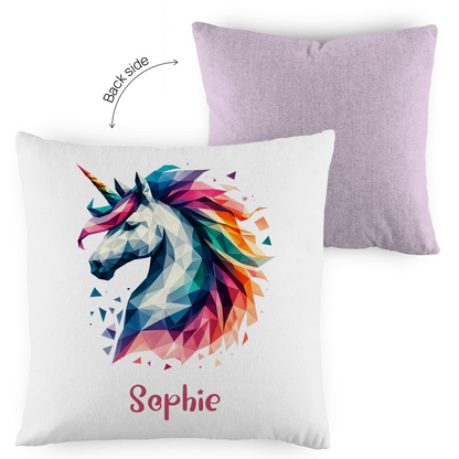 Kopfkissen Einhorn personalisiert mit Wunschname 40x40 cm mit Füllung zweifarbig