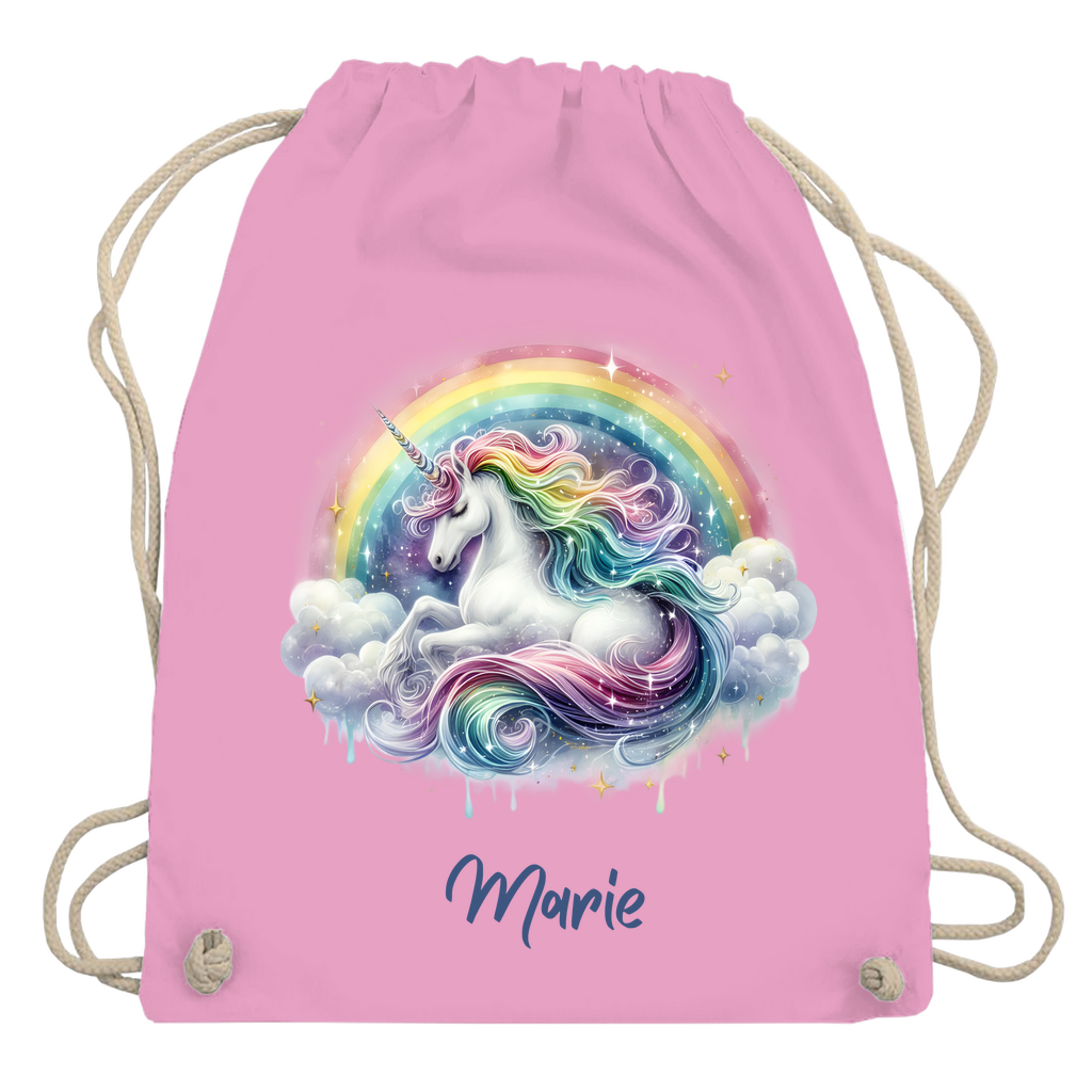 Turnbeutel Einhorn personalisiert mit Wunschname Geschenk Geburtstag