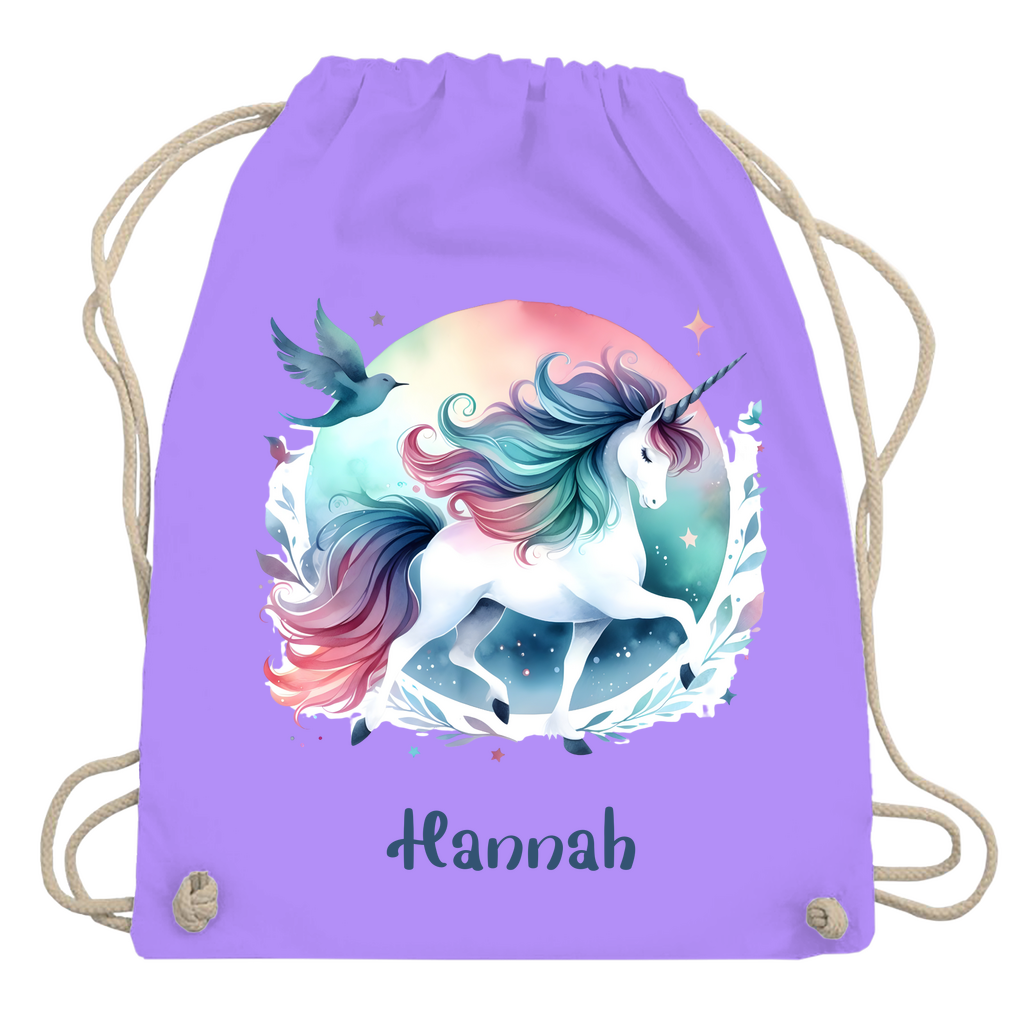 Turnbeutel Einhorn personalisiert mit Wunschname Geschenk Geburtstag